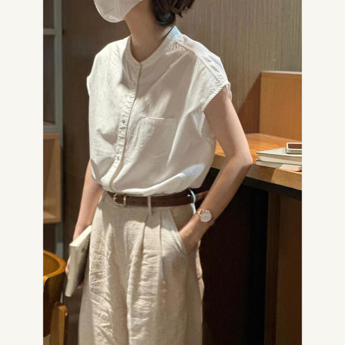 日系亚麻棉麻松弛感衬衫阔腿裤