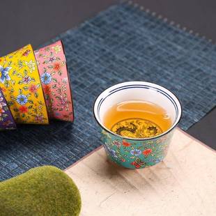 复用茗古品A 珐琅彩茶杯主人杯简陶瓷中式 22杯八色可选家客杯约古