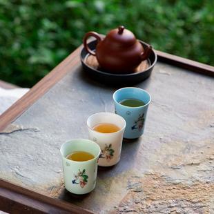 香杯色品茗主人闻杯蝶恋花陶瓷茶杯伴手蝶恋花色礼女士女生功茶土