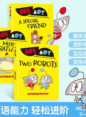 盖世童书 learning is an ongoing adventure机器人爆笑漫画3册英文原版绘本 全彩漫画幽默故事书 2-8岁儿童英语课外阅读图画书