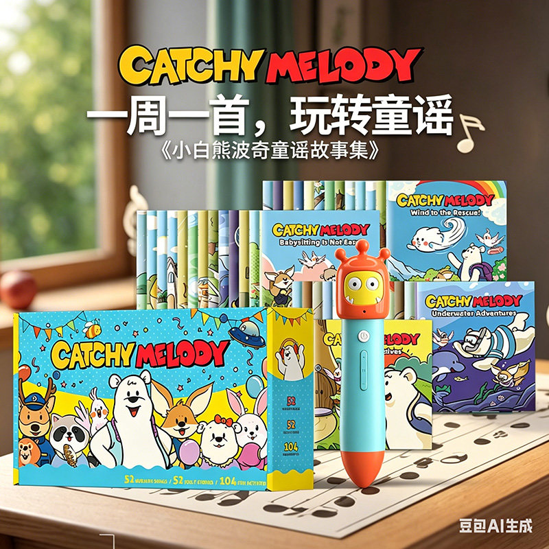 儿童进口原版低幼认知感官启蒙套装 小白熊波奇童谣+大美照片书+小怪兽5G笔0-3岁宝宝英语启蒙磨耳童谣点读互动 零基础妈妈陪读
