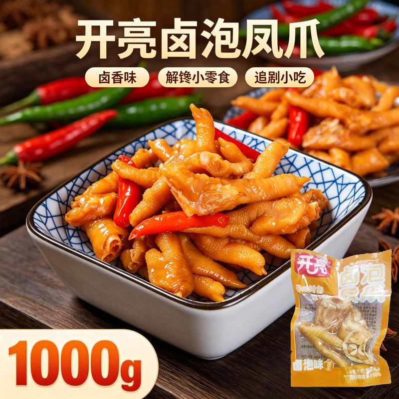 开亮卤泡凤爪卤味鸡爪独立小包即食卤香小吃鸡肉熟食休闲追剧零食