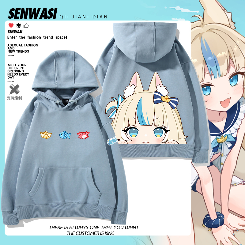 猫鲨Sameko Saba鲨鱼娘古拉Gura卡通二次元连帽卫衣男女可爱衣服
