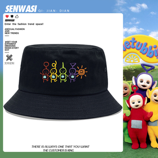 卡通线条天线宝宝周边渔夫帽男女儿童学生户外可爱防晒遮阳盆帽子