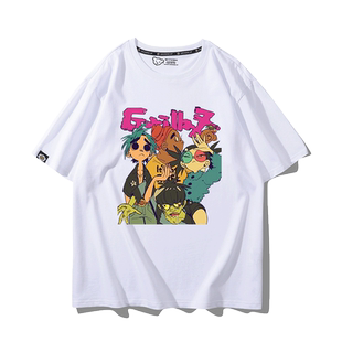 街头霸王Gorillaz乐队动漫卡通联名周边短袖男女夏季纯棉宽松T恤