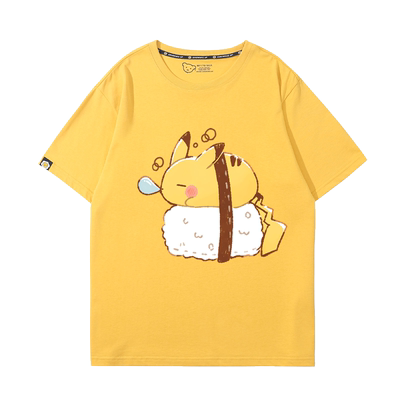 可爱皮卡丘寿司周边男女儿童纯棉T恤青少年夏季新款卡通百搭短袖