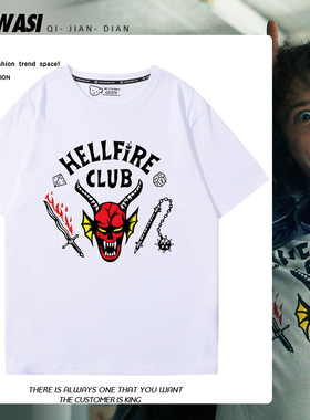 怪奇物语Stranger Things同款周边短袖男女夏季美式复古衣服潮ins