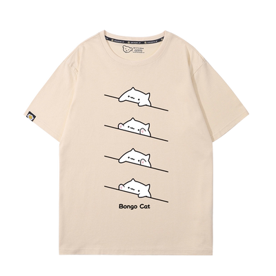 Bongo cat手鼓猫网红表情包周边男女夏季纯棉短袖可爱百搭T恤衣服