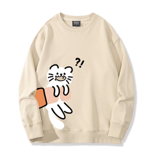 恶搞小猫咪卡通二次元周边圆领卫衣男女情侣2022春秋冬新款上衣服