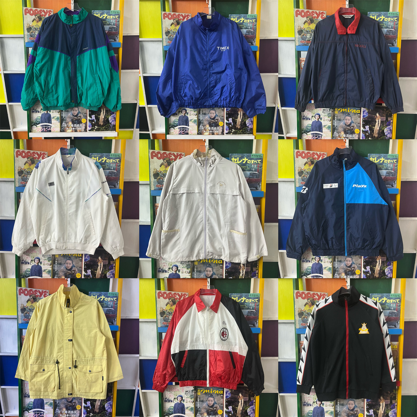 vintage古着运动服港风日系夹克复古00S外套男女棒球服JK27