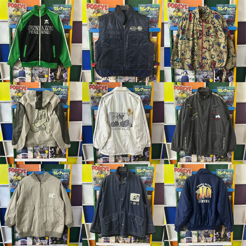 vintage古着运动服港风日系夹克复古00S外套男女棒球服拉链JK0217