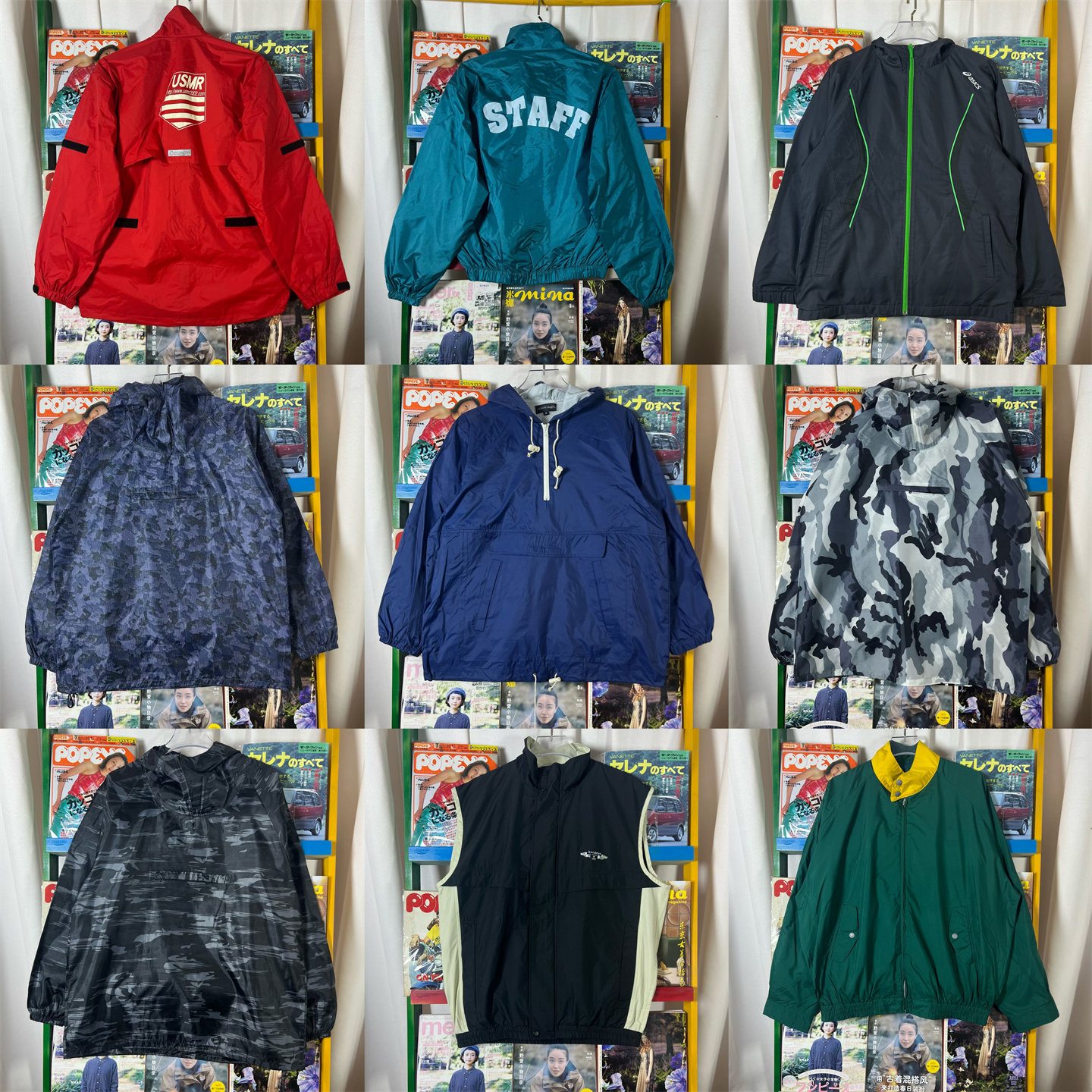 vintage古着日系运动服休闲春秋薄外套套头防晒拉链JK17渔夫罩衫
