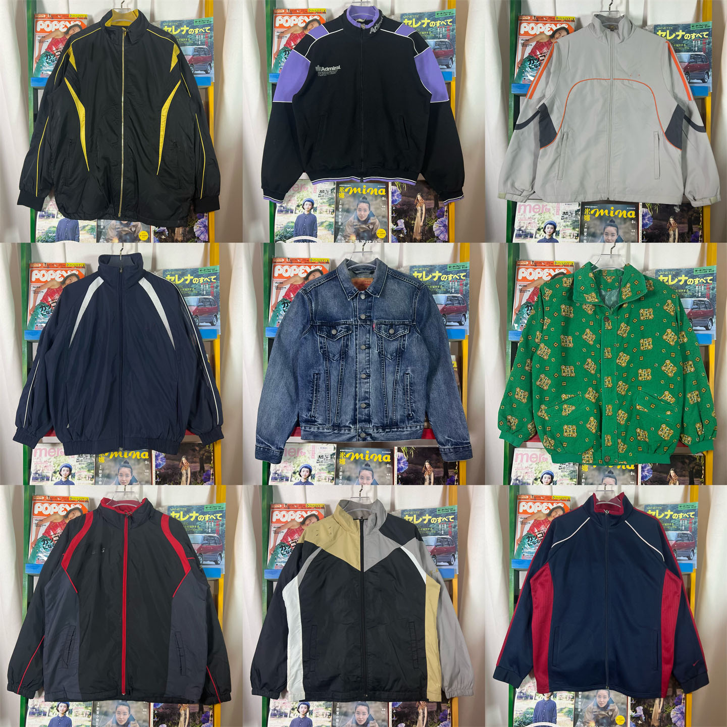 vintage古着运动服港风日系夹克复古外套男女棒球服拉链JK21