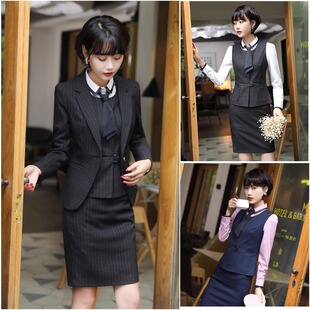 职业套装女2024秋冬款时尚西装酒店美容院前台工作装女马甲工作服