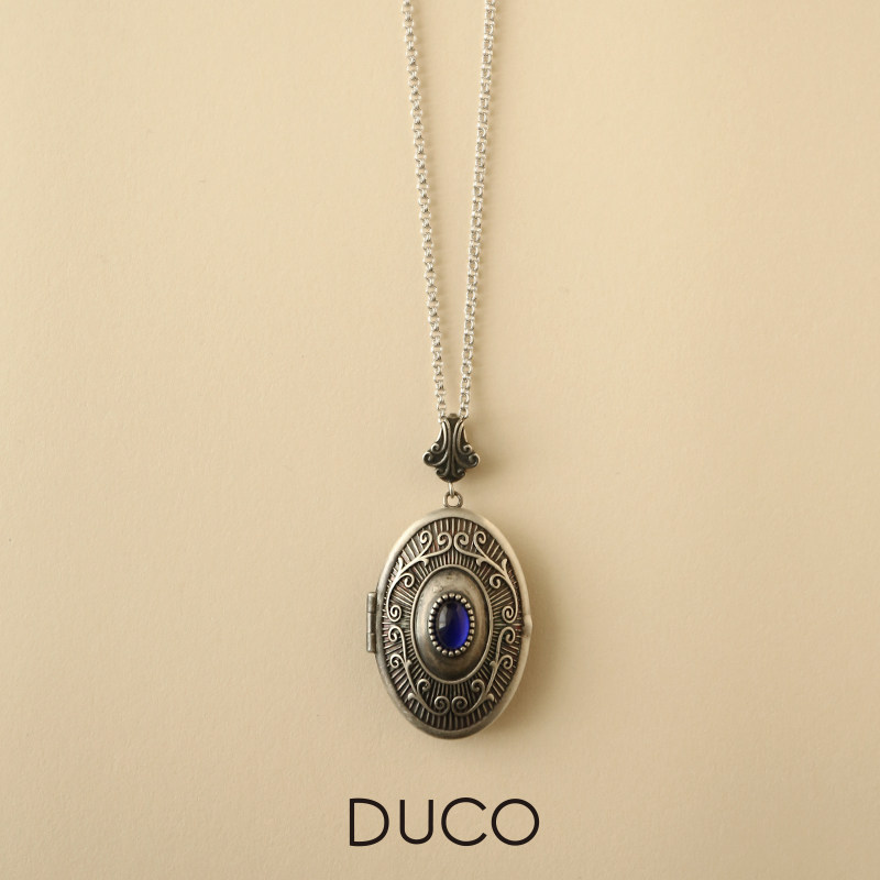 DUCO 怀表系列怀表吊坠项链椭圆形复古锁骨链
