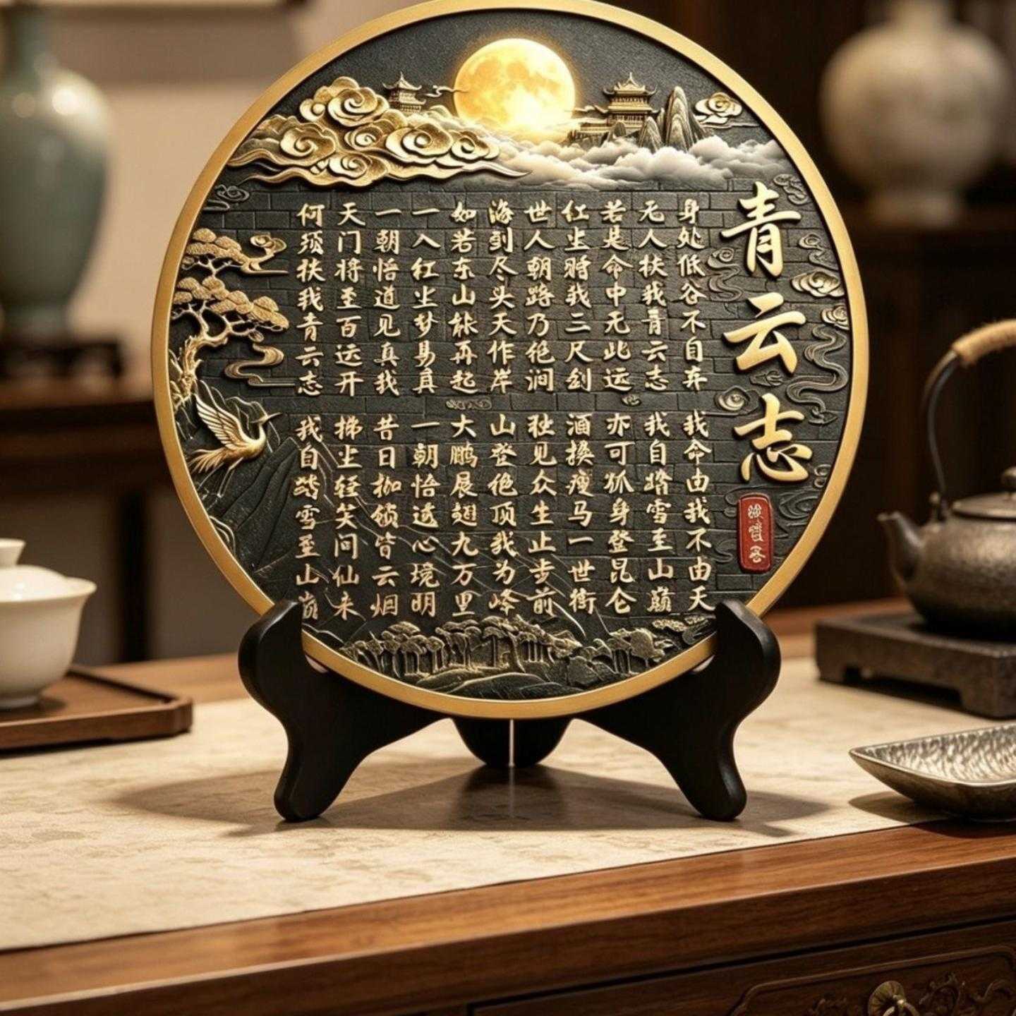 书法字画摆件客厅卧室徐霞客青云志博古架摆设带支架青云志摆台