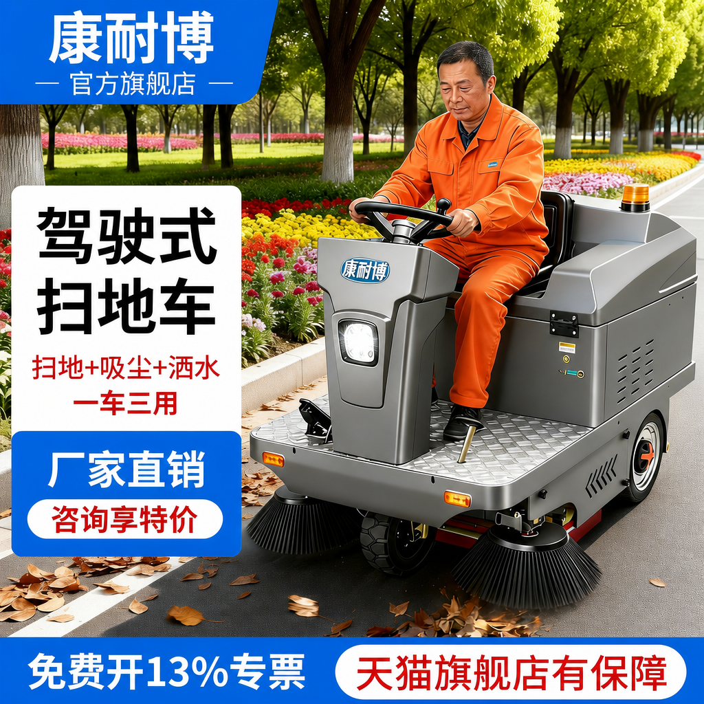 康耐博电动扫地车清扫车驾驶式扫地机车间道路吸尘车小区物业环卫
