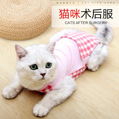 。防挣脱母猫绝育服高弹性猫手术服透气防舔咬术后恢复服母猫断奶