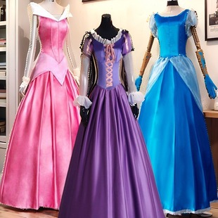 新款成人公主裙COS童话故事灰姑娘乐佩睡美人连衣裙表演服礼服裙