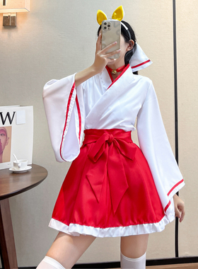 妖狐x仆SS动漫演出白鬼院凛凛蝶返祖巫女和服cosplay全套女装大码
