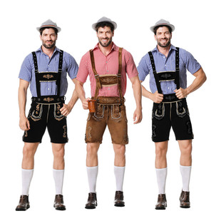 德国传统啤酒节服装男款背带裤三色巴伐利亚民族服派对舞台演出服