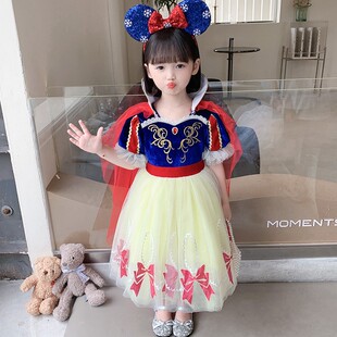 白雪公主裙女童秋冬礼服迪士尼cosplay连衣裙万圣节洋气儿童服装