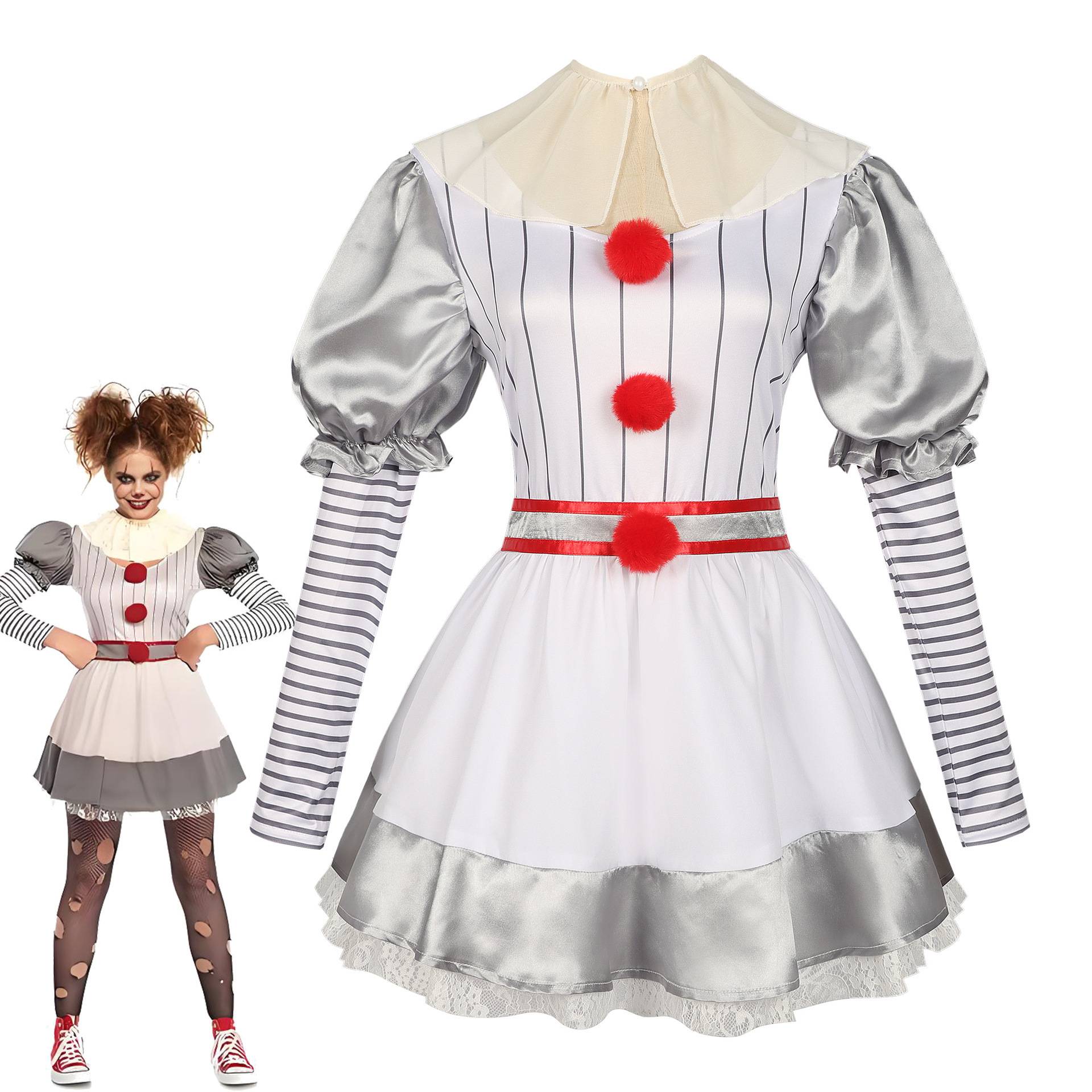 万圣节舞台扮演服分码实拍小丑回魂女装角色扮演套装游戏制服出口
