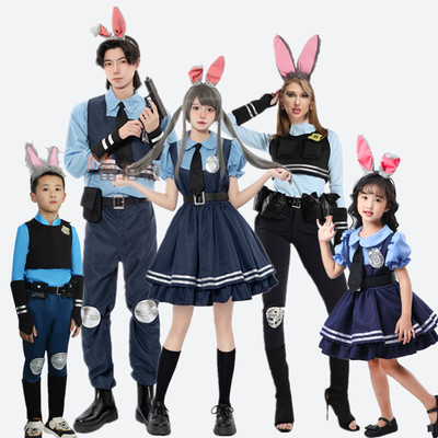 朱迪兔子警官cos服亲子表演衣服