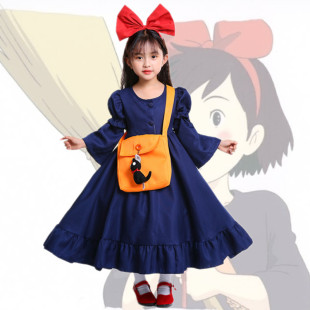 魔女宅急便cos服琪琪角色扮演服装蓝色连衣裙六一儿童节表演出服