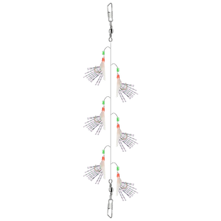 翘嘴白条红皮仿生串钩钓组鱼皮路亚海竿仿生假饵钓鱼钩丸世虾皮钩