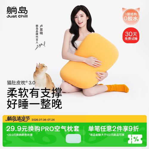 躺岛猫肚皮枕3.0柔软有支撑0胶水