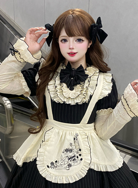 胖喵日记原创午后茶洛丽塔甜美日常风轻lo裙可拆卸大码女仆连衣裙