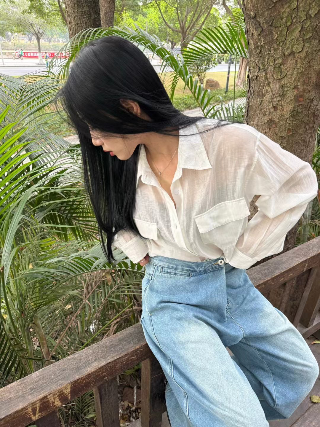 INchooseu笑笑家阔腿女牛仔裤