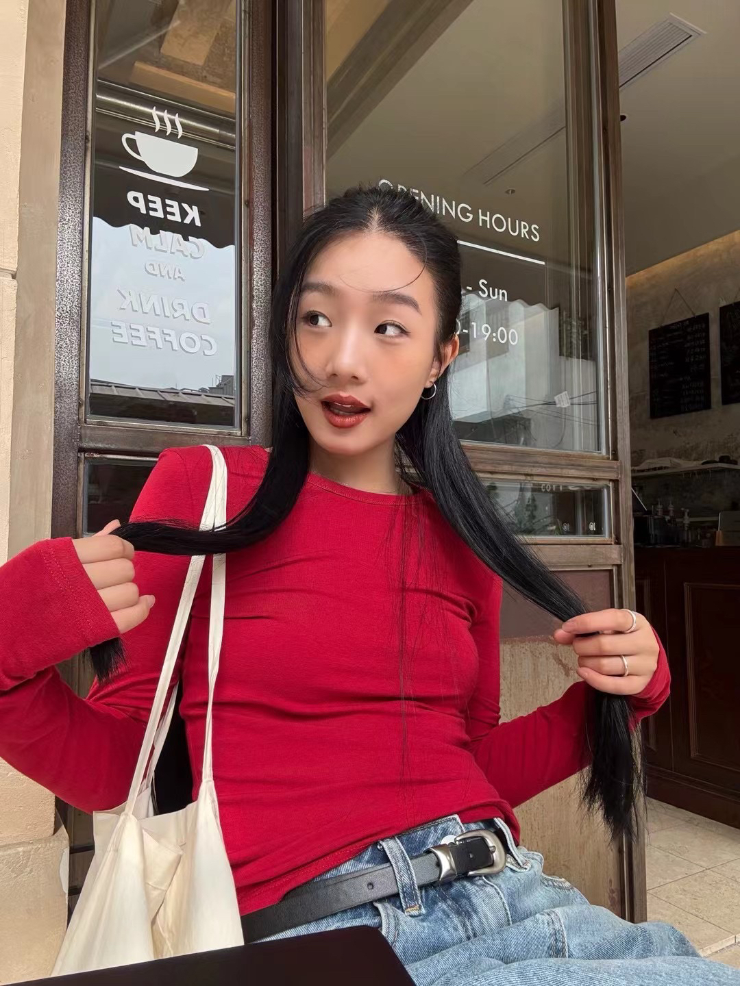 INchooseu笑笑家圆领长袖T恤