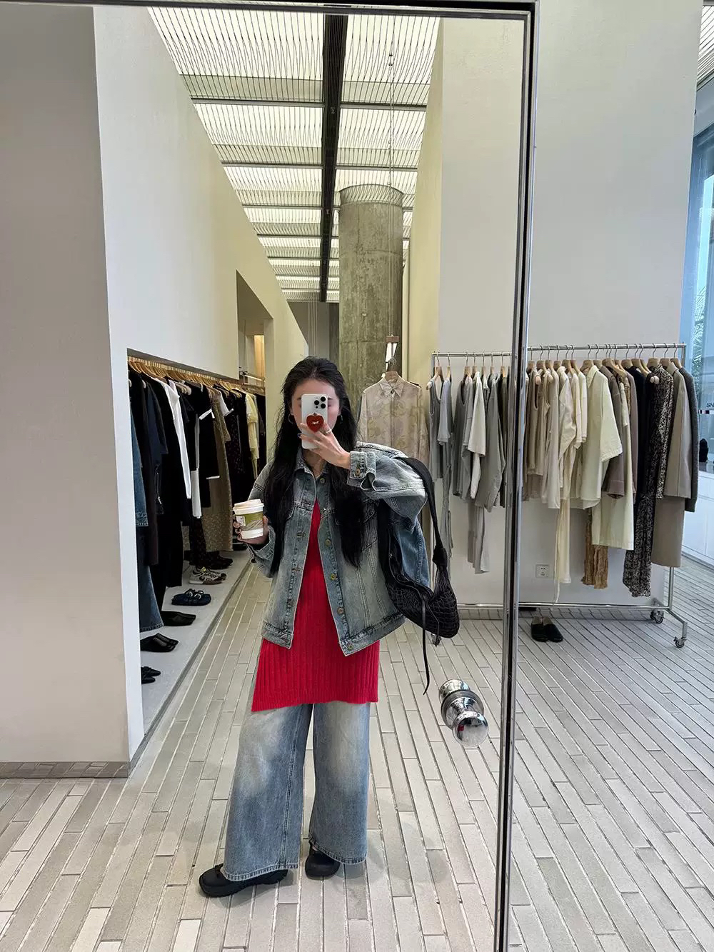 INchooseu笑笑家洗水牛仔外套