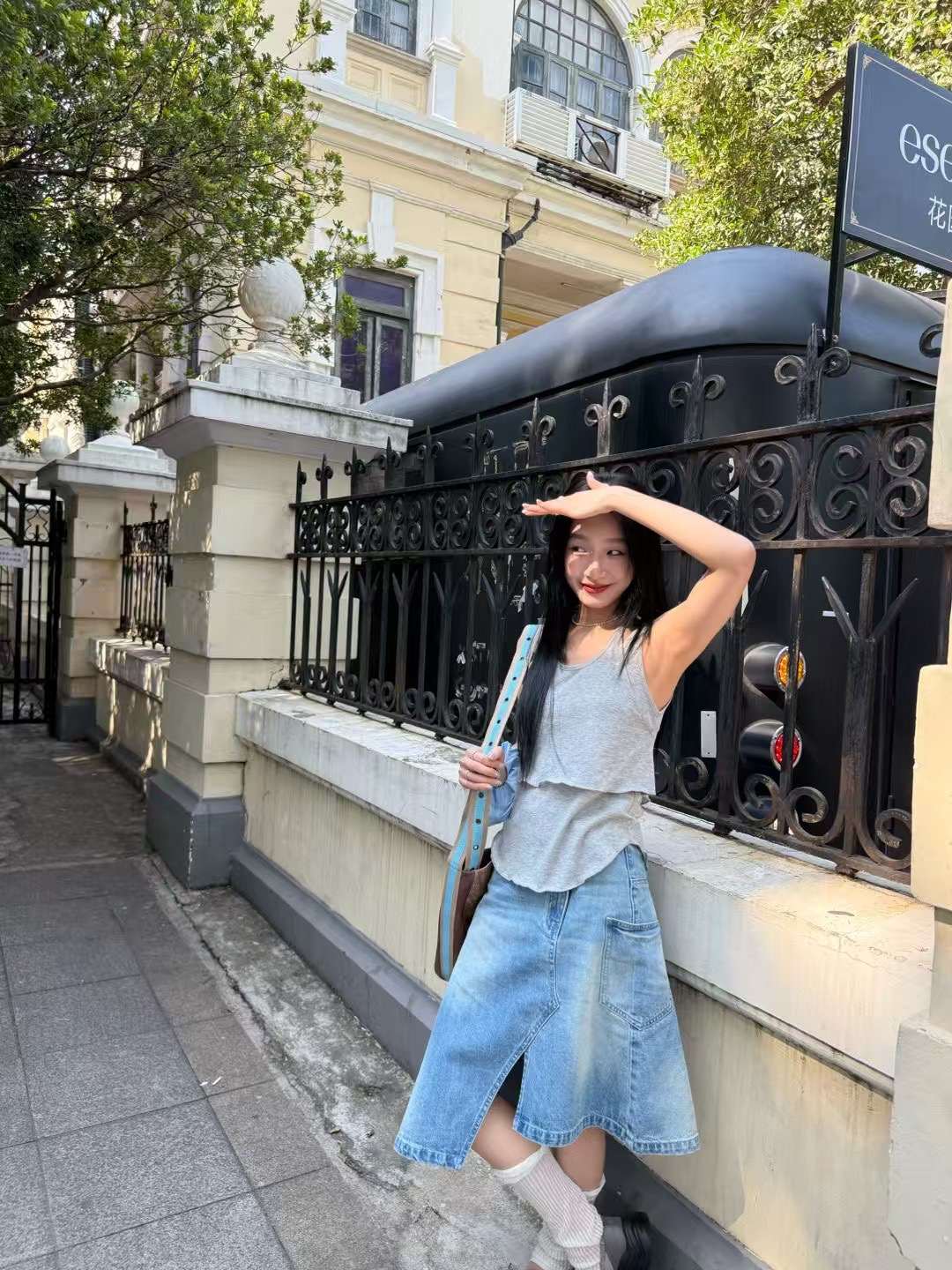 INchooseu不规则牛仔裙女显瘦