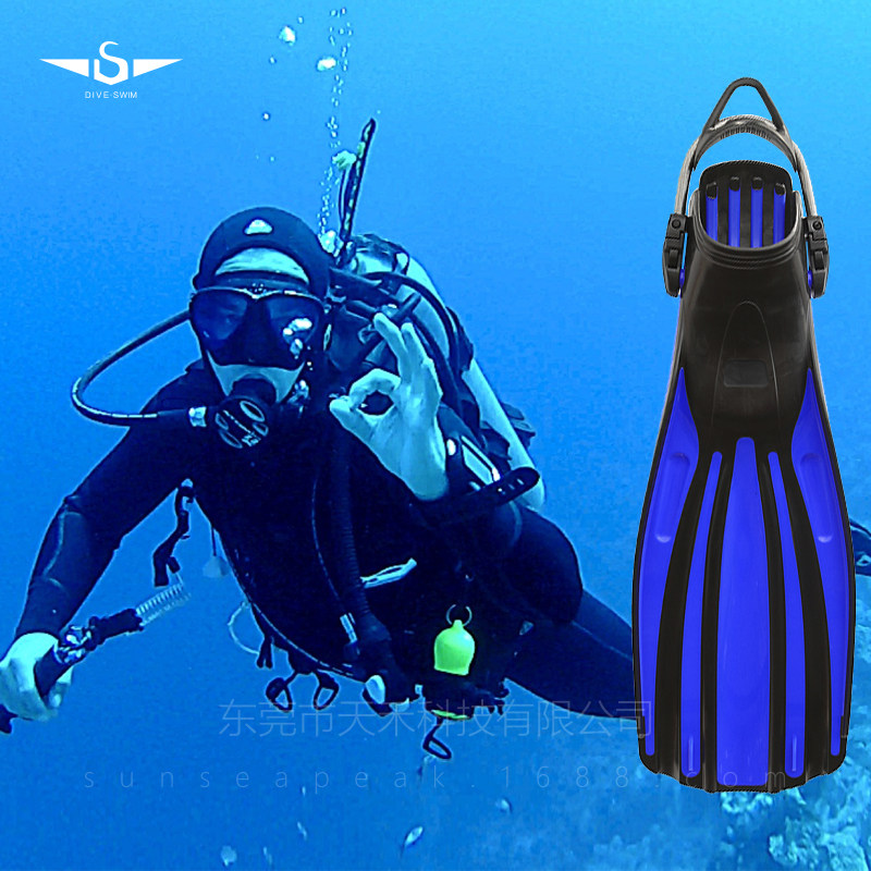 深潜脚蹼长水肺脚蹼潜水蛙鞋专业浮潜自由潜深潜装备四线金刚脚蹼