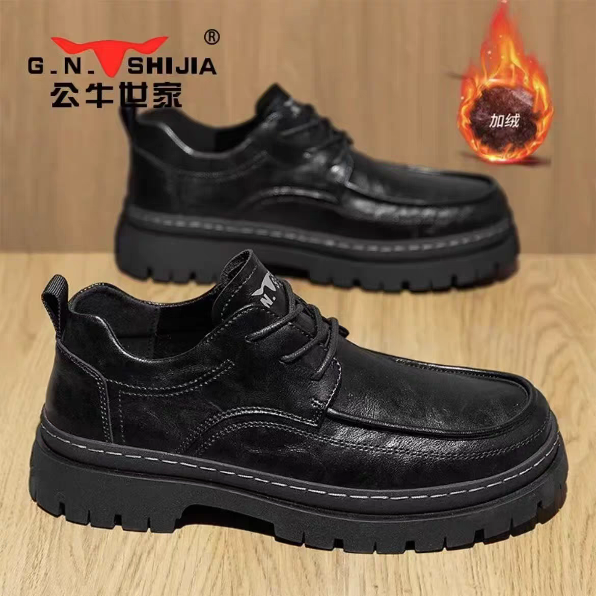 公牛世家商务休闲男鞋秋季百搭纯皮软底通勤德比正装高级感英伦风