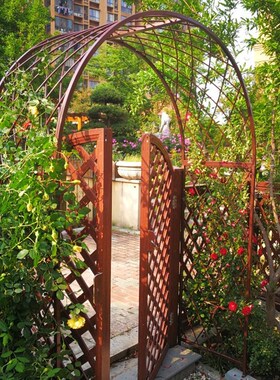 铁艺网格拱形架子园艺户外庭院花架花园月季欧式爬藤架鲜花拱门