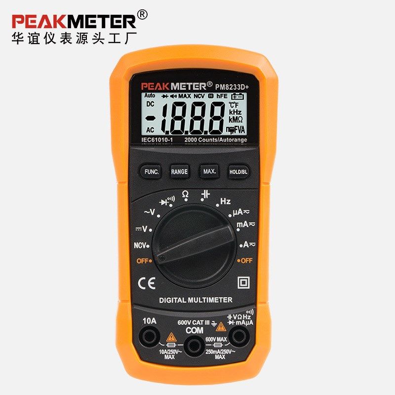 华谊PEAKMETER-PM82D+数显表数字万用表自动量程防烧小型电表