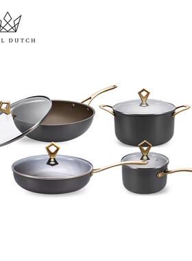 RoyalDutch皇家荷兰海上马车夫奶锅纯钛家用汤锅炒锅煎锅多功能锅