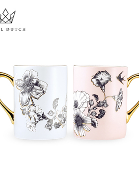 RoyalDutch皇家荷兰茶与花的邂逅骨瓷马克杯高颜值杯子男女生礼物