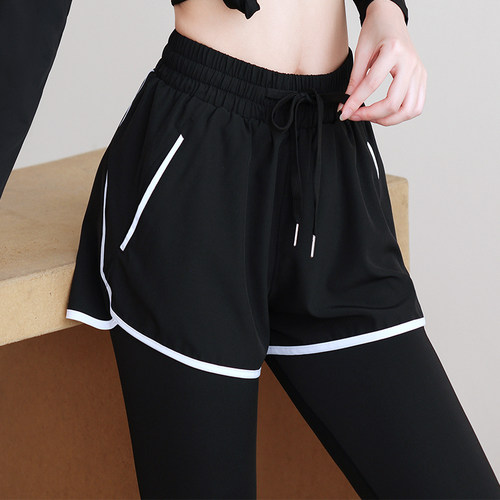 假两件带短裤健身跑步运动长裤