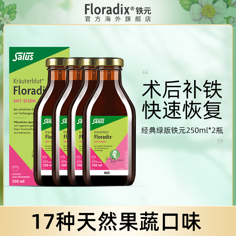 Floradix 德国绿版铁元补铁剂调气养血术后食品营养品250ml*4