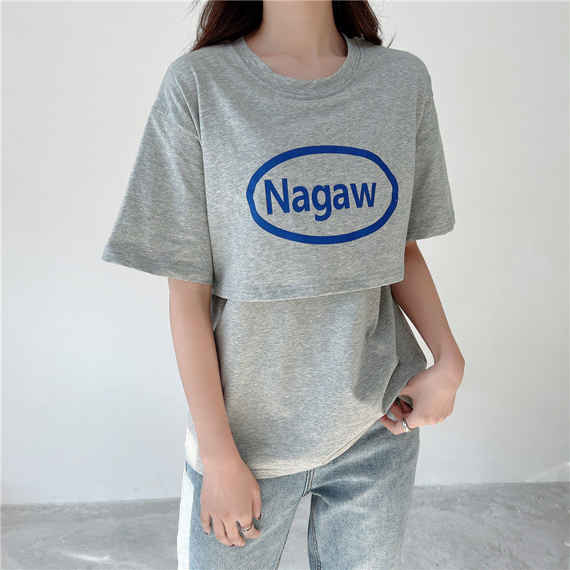 외출용 산후수유복 가을 상의 순면 라운드넥 수유 긴팔 티셔츠 봄여름 플립업 수유복