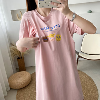 哺乳连衣裙夏季纯棉月子服大码短袖哺乳睡裙外出辣妈装薄款喂奶衣