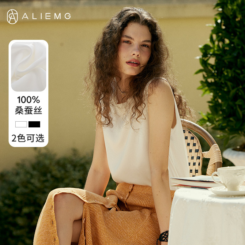 桑蚕丝t恤女2025春夏新款重磅真丝无袖白色背心上衣宽松小众衬衣,女装/女士精品,真丝上装,淘宝优惠券,粉丝福利购,淘宝优惠卷