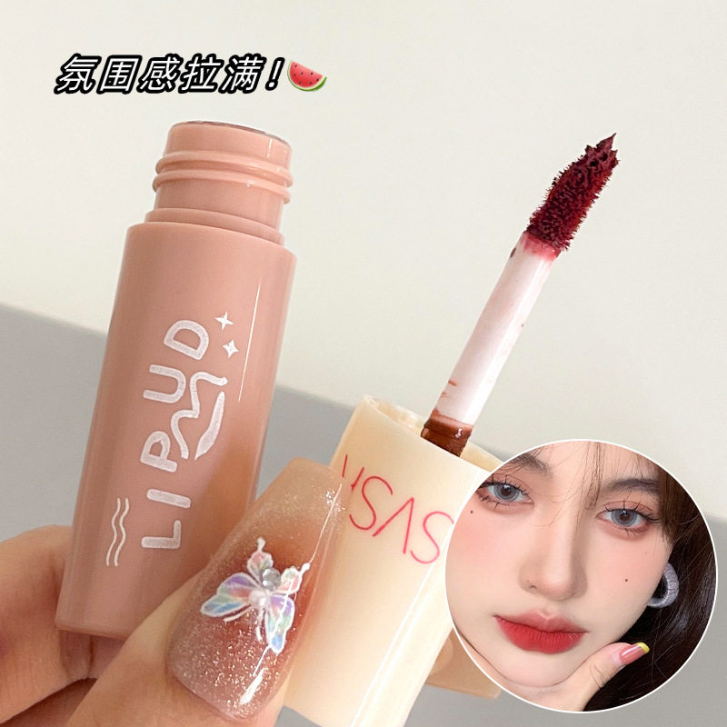 哑光唇泥玫瑰豆沙软糯显白少女低饱和口红唇釉素颜中英文外贸跨境