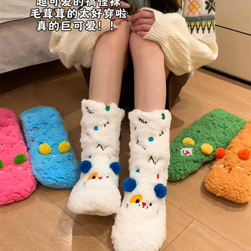 多巴胺地板袜女款加厚防滑可爱珊瑚绒袜子2025新款加绒秋冬月子袜