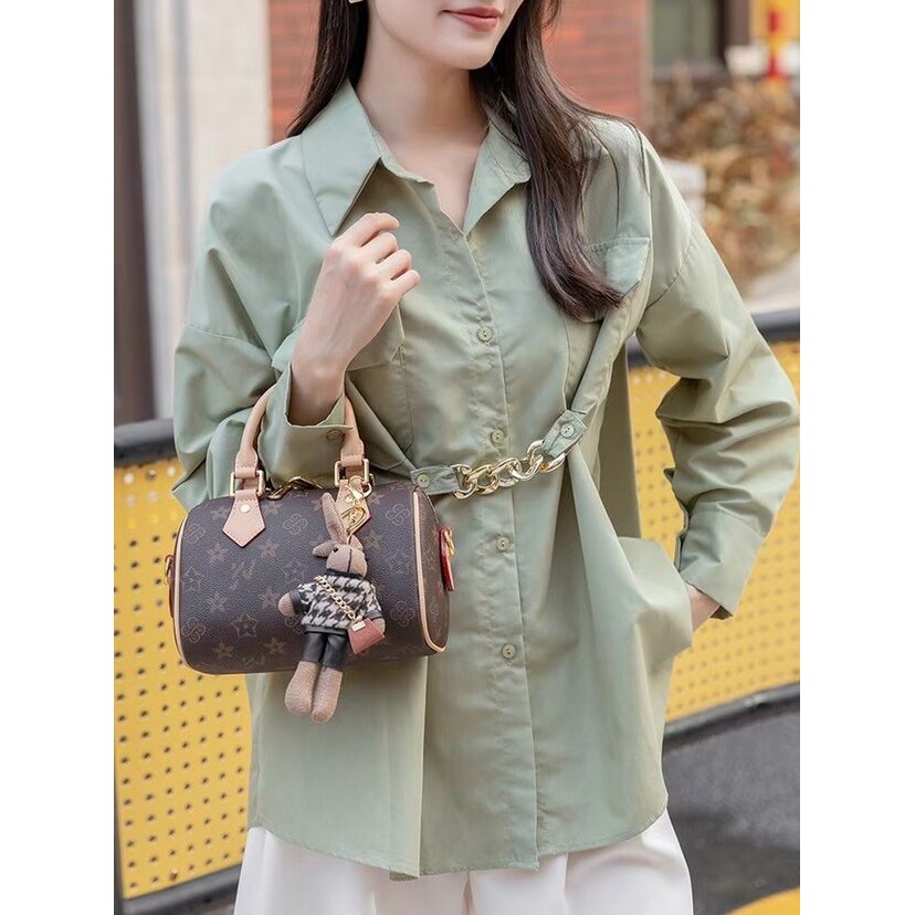 高级感轻奢波士顿枕头包香港潮牌老花春夏新款包包女手提包单肩斜